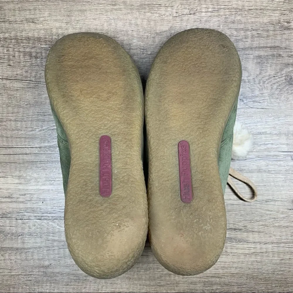 HUSH PUPPIES WOMEN'S~GREEN SUEDE~WEDGE~VIGOR II~ANKLE BOOTIES~SIZE 8M‎